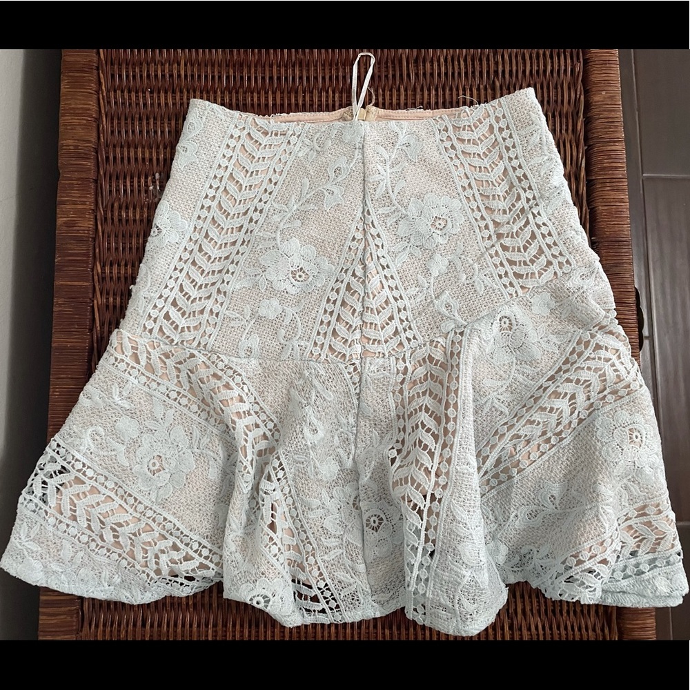 Mod Cloth Blue Lacy Mini Skirt